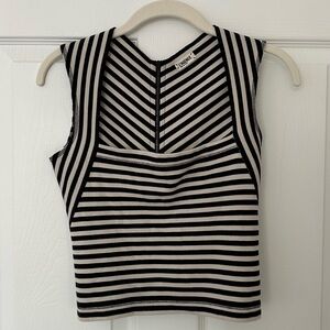 L’Agence Striped Square Neckline Crop Top